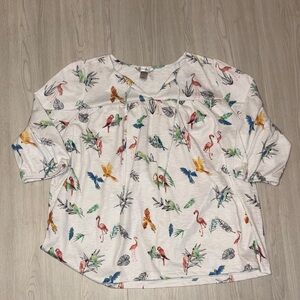 CJ BANKS women's multicolor bird print blouse
